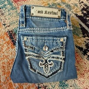 Rock Revival Arisa Rhinestone Embellished Straight Leg Jeans